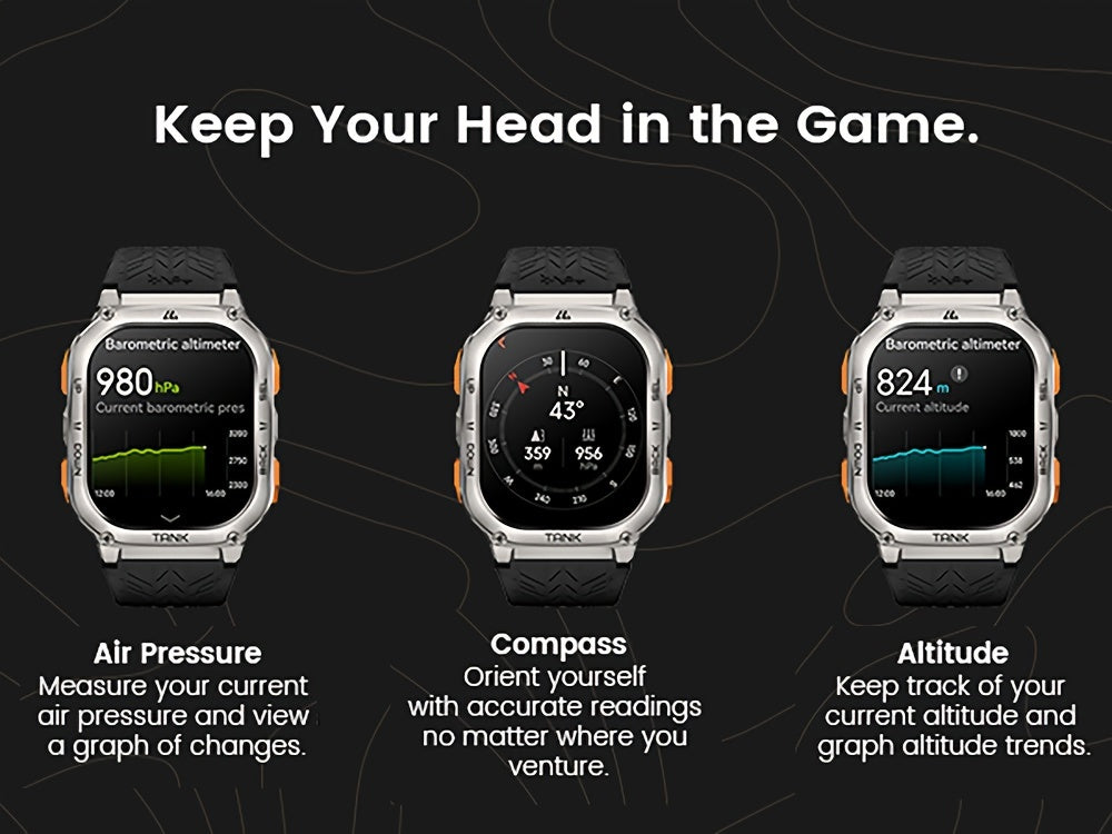 Smartwatch, 3,63cm für Männer Barometer Höhenmesser Kompass 6 und Alltag – Detailansicht 7