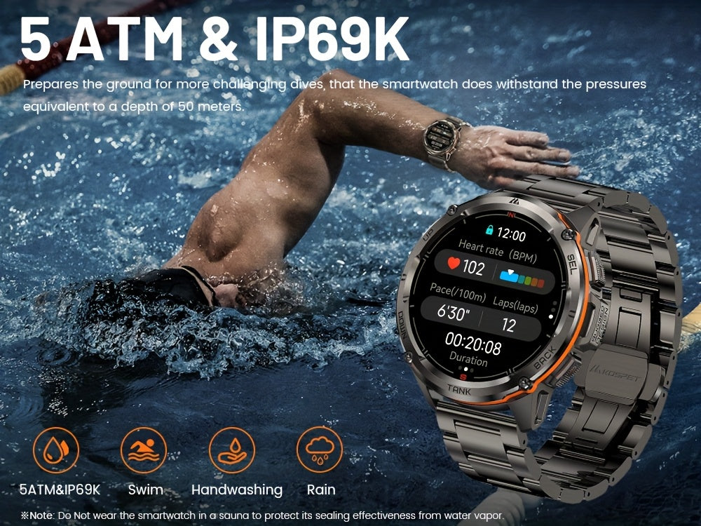 Smartwatch, 3,63cm für Männer Barometer Höhenmesser Kompass 6 und Alltag – Detailansicht 10