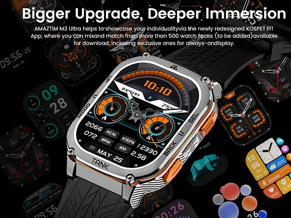 Smartwatch, 3,63cm für Männer Barometer Höhenmesser Kompass 6 und Alltag – Detailansicht 12