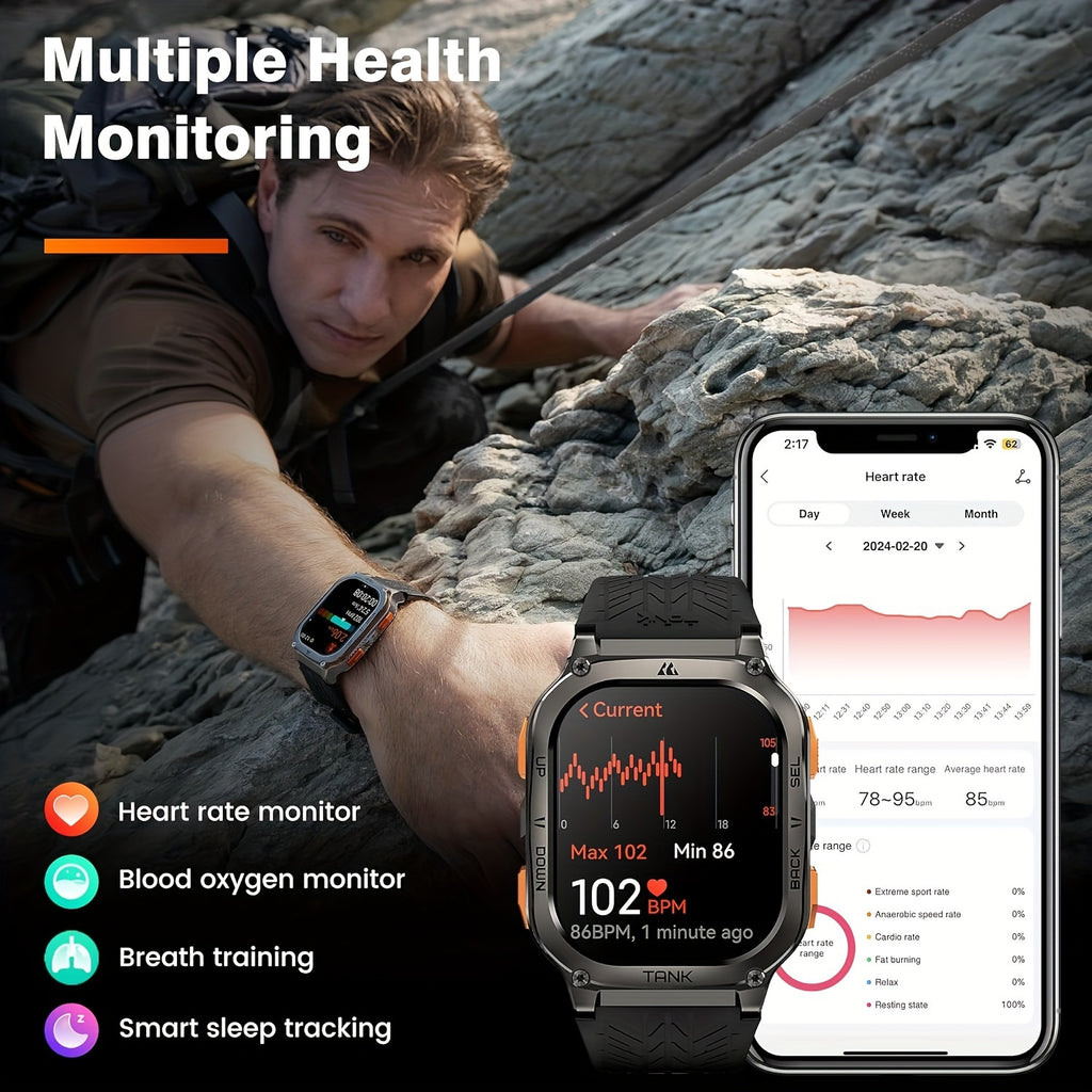 Smartwatch, 3,63cm für Männer Barometer Höhenmesser Kompass 6 und Alltag – Detailansicht 17