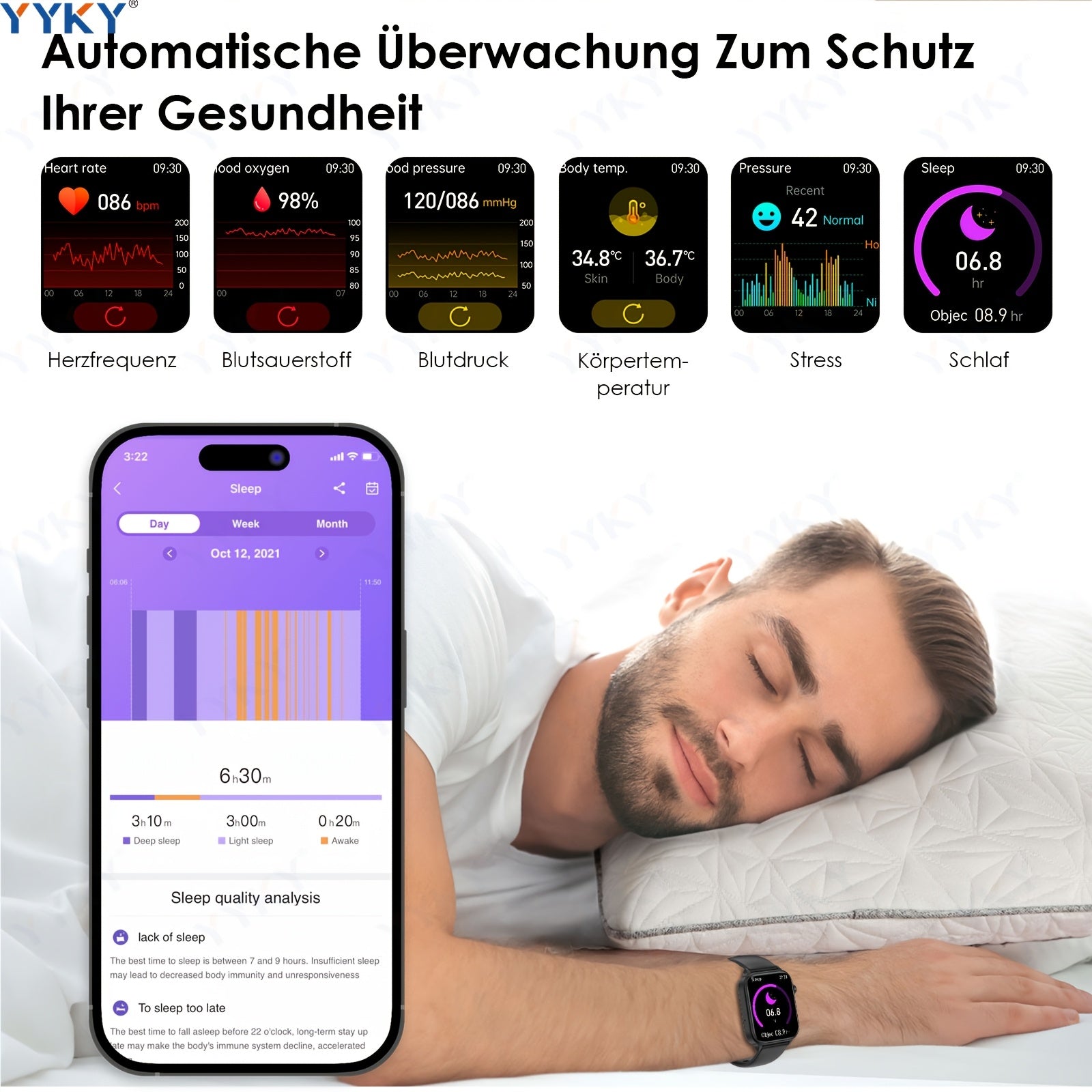Smartwatch, 4,98cm für Android und iO – Detailansicht 4