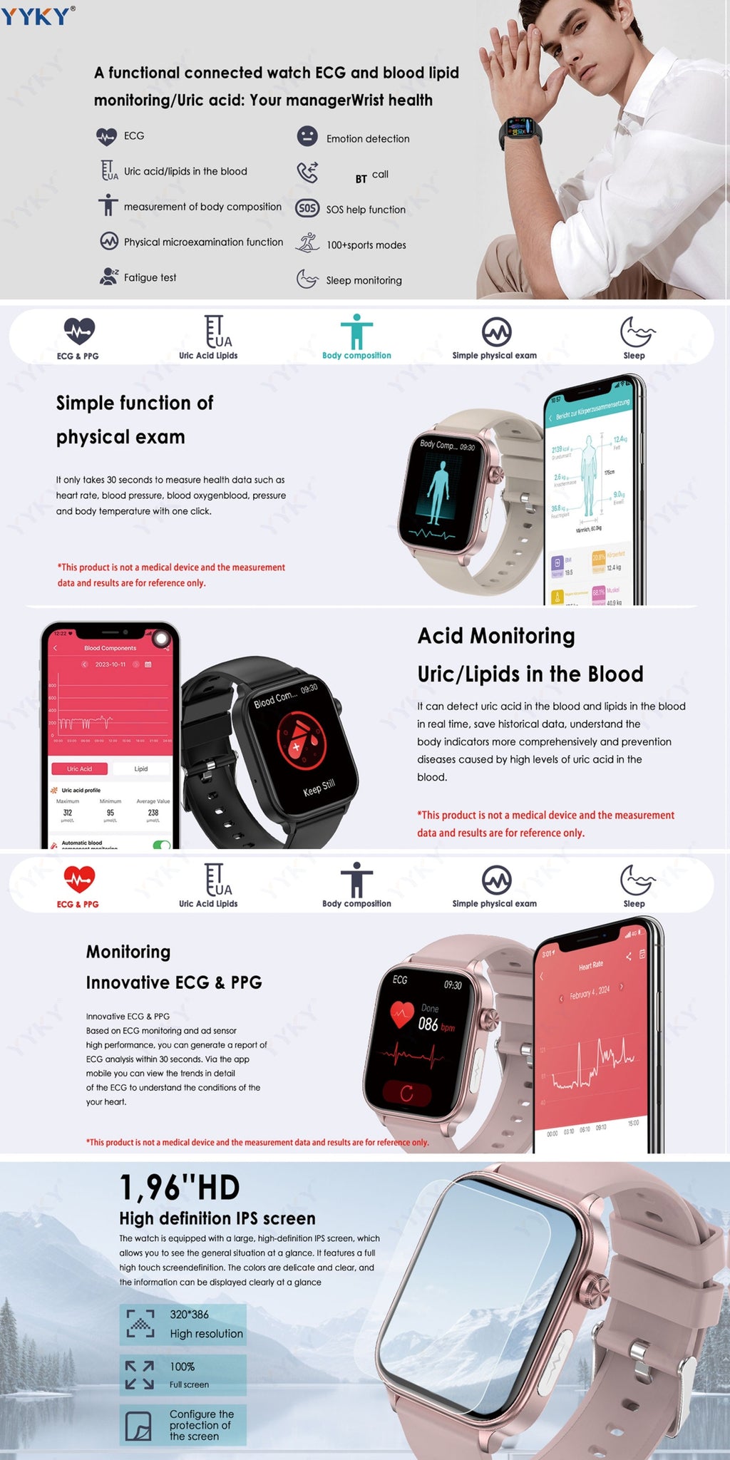 Smartwatch, 4,98cm für Android und iO – Detailansicht 16