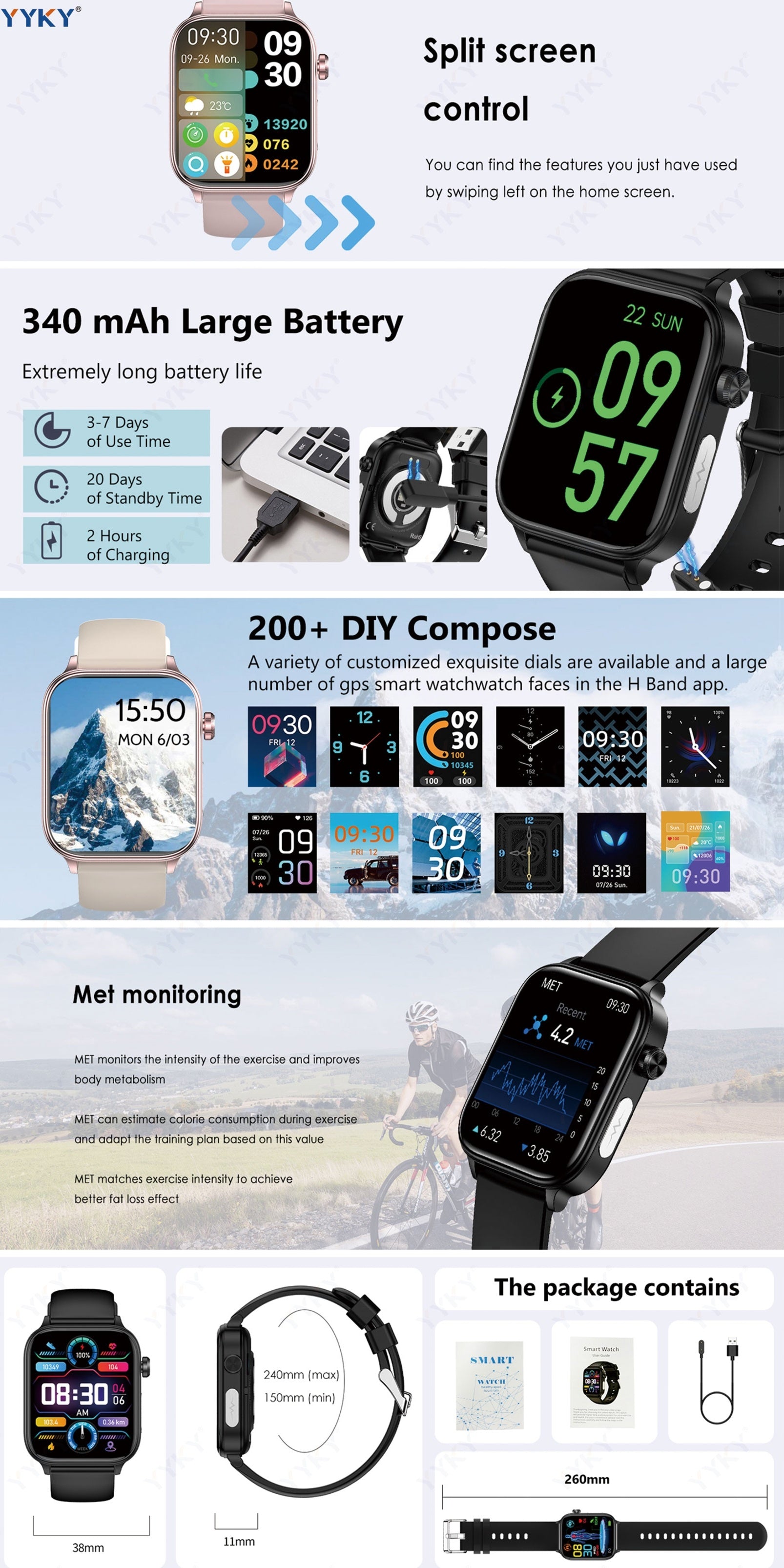 Smartwatch, 4,98cm für Android und iO – Detailansicht 18