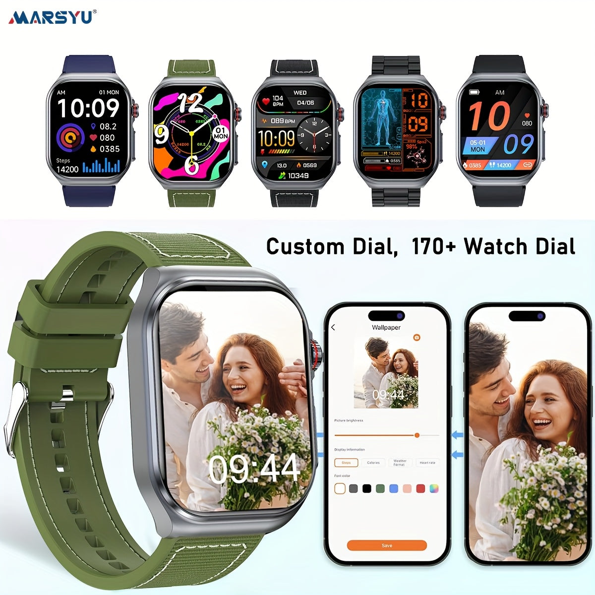 Smartwatch, 5,18 cm für Android und IOS – Detailansicht 2