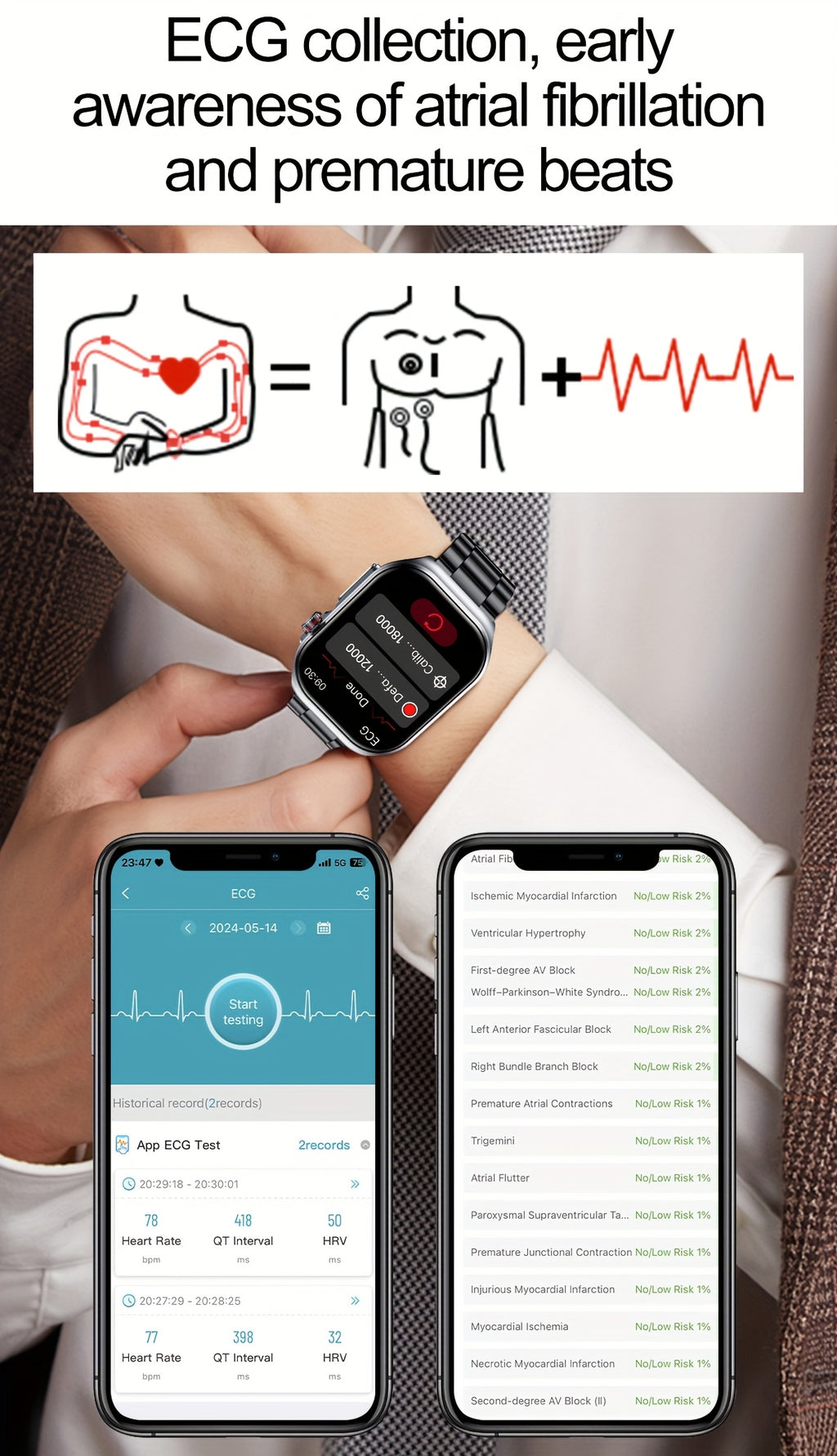 Smartwatch, 5,18 cm für Android und IOS – Detailansicht 5