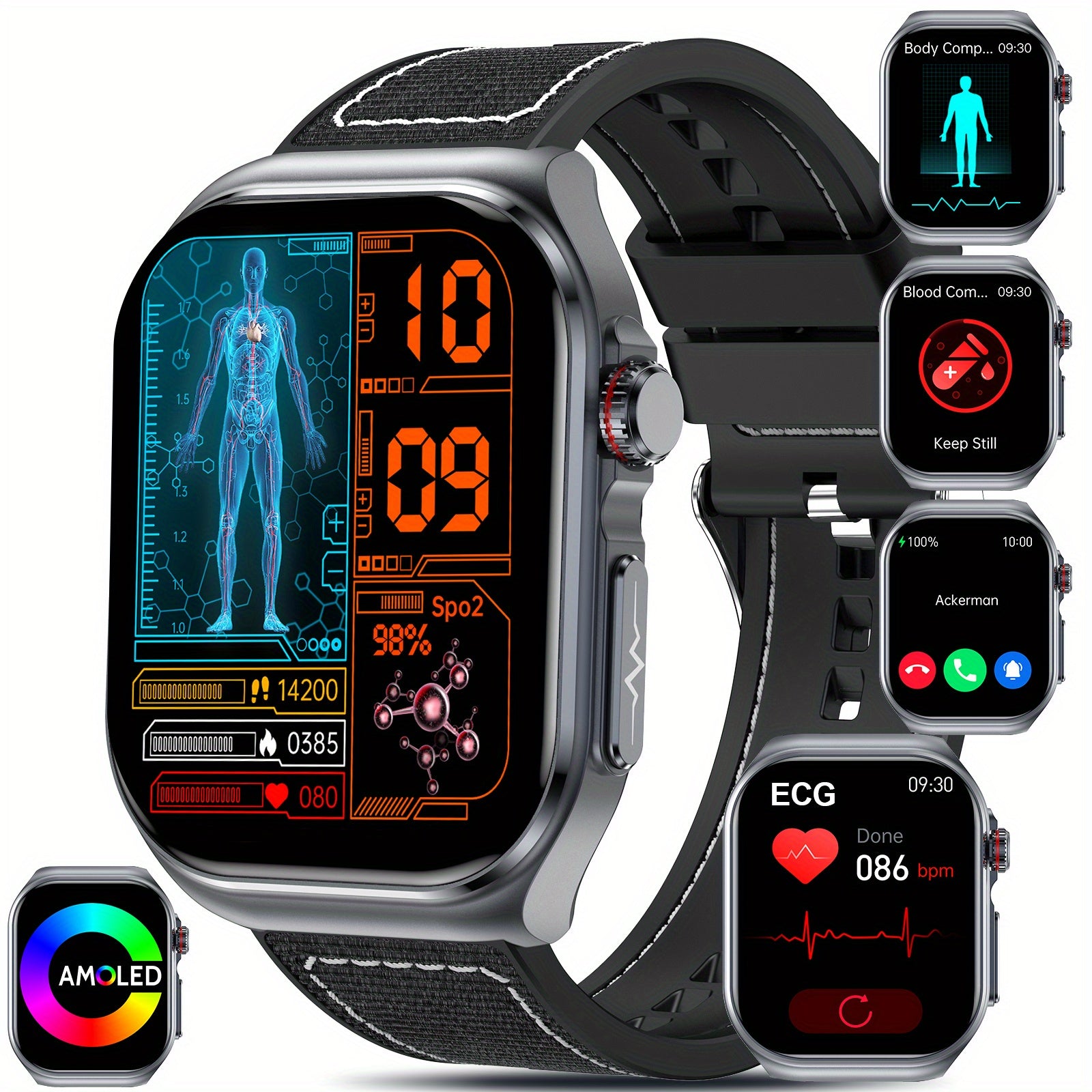 Smartwatch, 5,18 cm für Android und IOS – Detailansicht 16