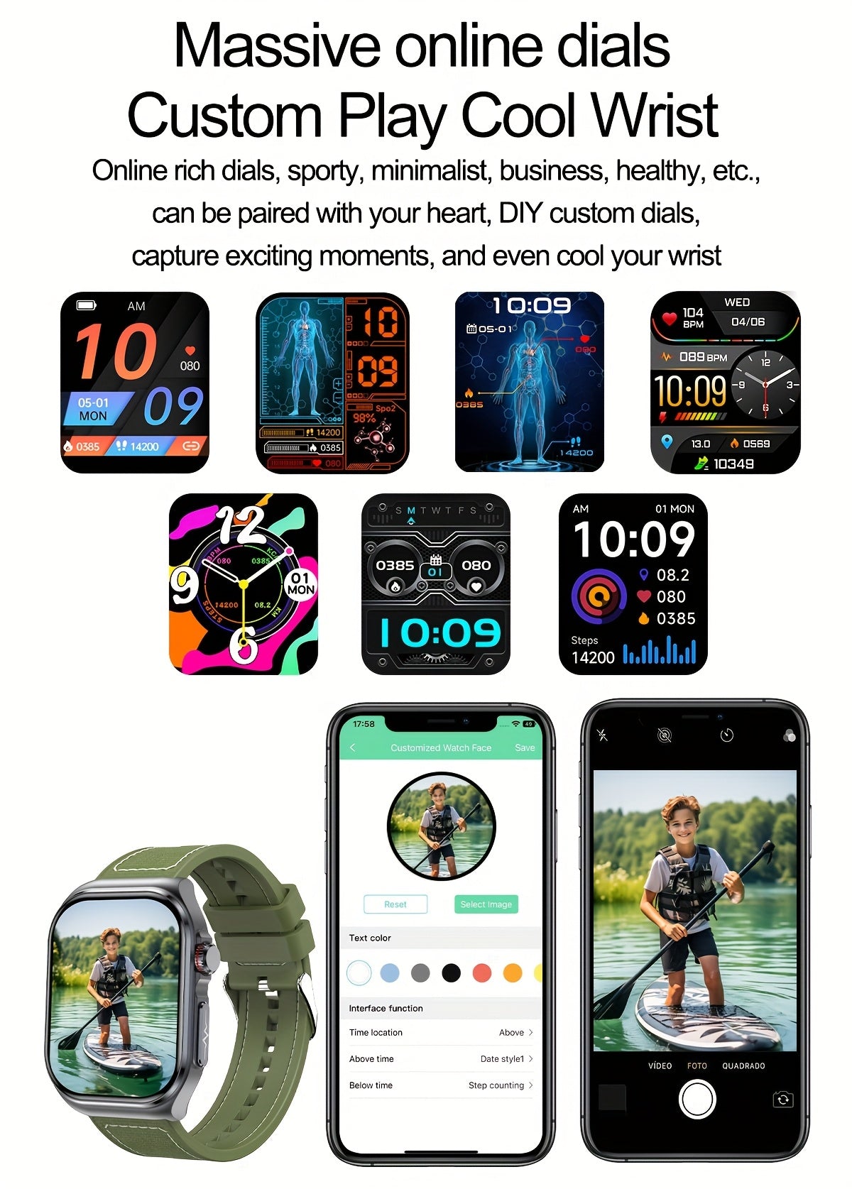 Smartwatch, 5,18 cm für Android und IOS – Detailansicht 22