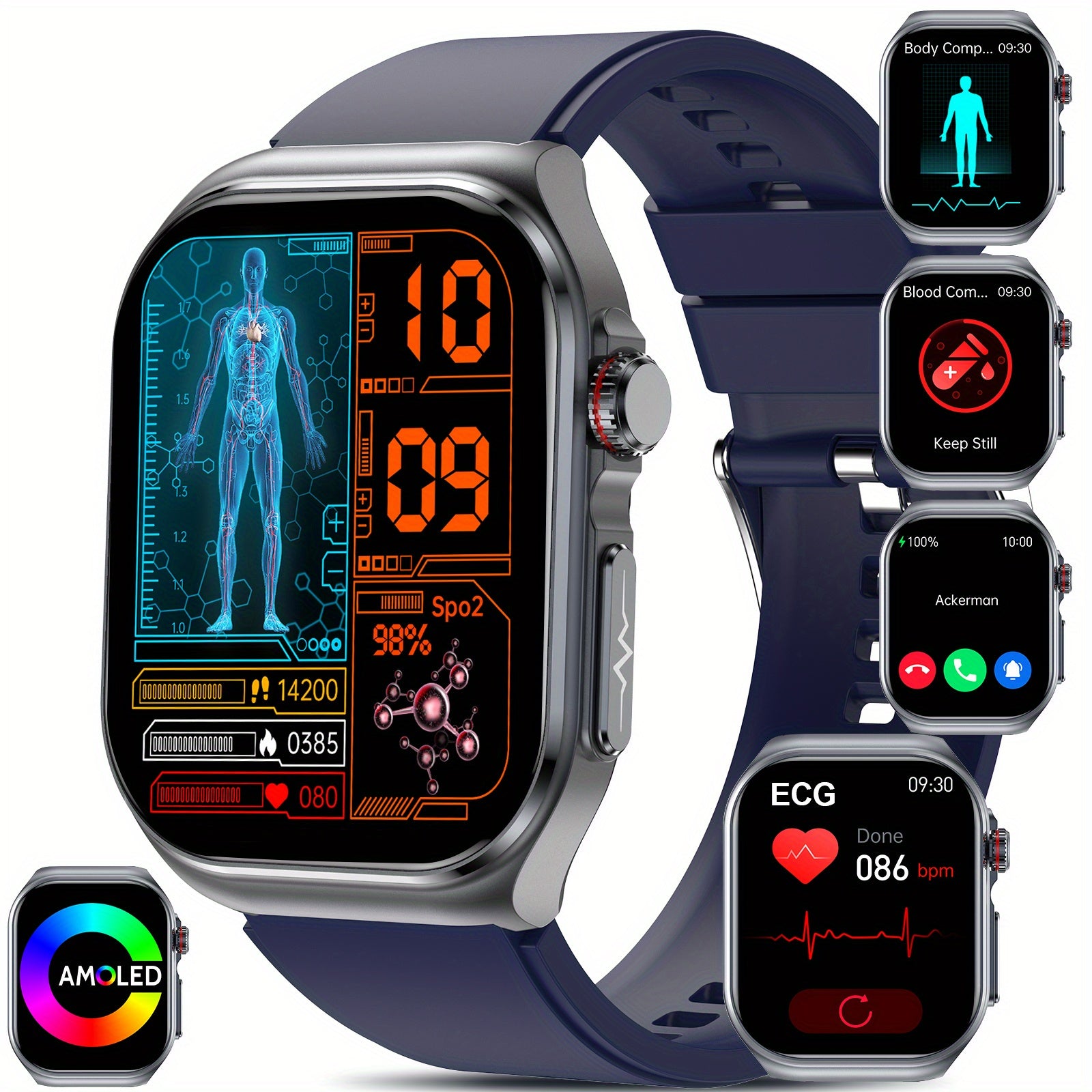 Smartwatch, 5,18 cm für Android und IOS – Detailansicht 28