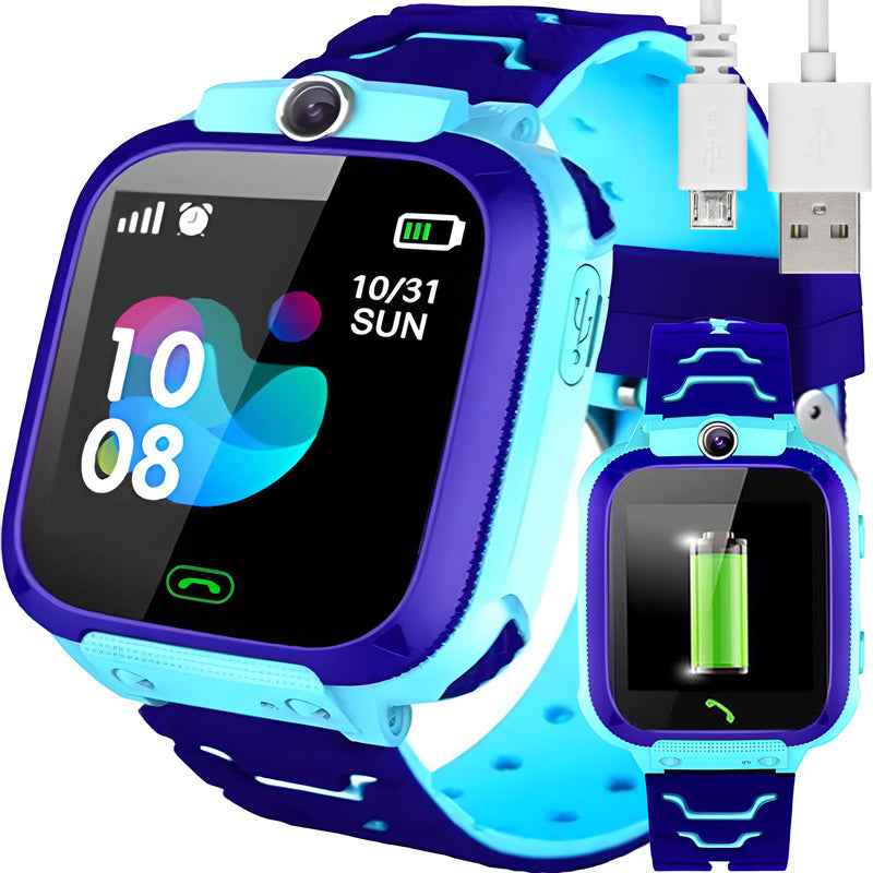Smartwatch, Blau für Kinder GPS-Ortung SOS Kinder-Blauer Smart und Alltag – Hauptansicht