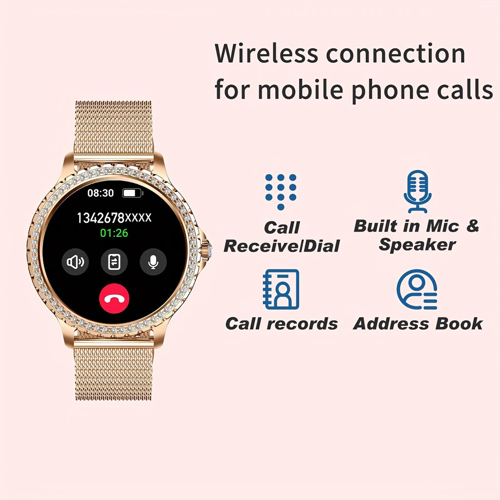 Smartwatch, Golden für Damen 1 und iPhone Android – Detailansicht 9