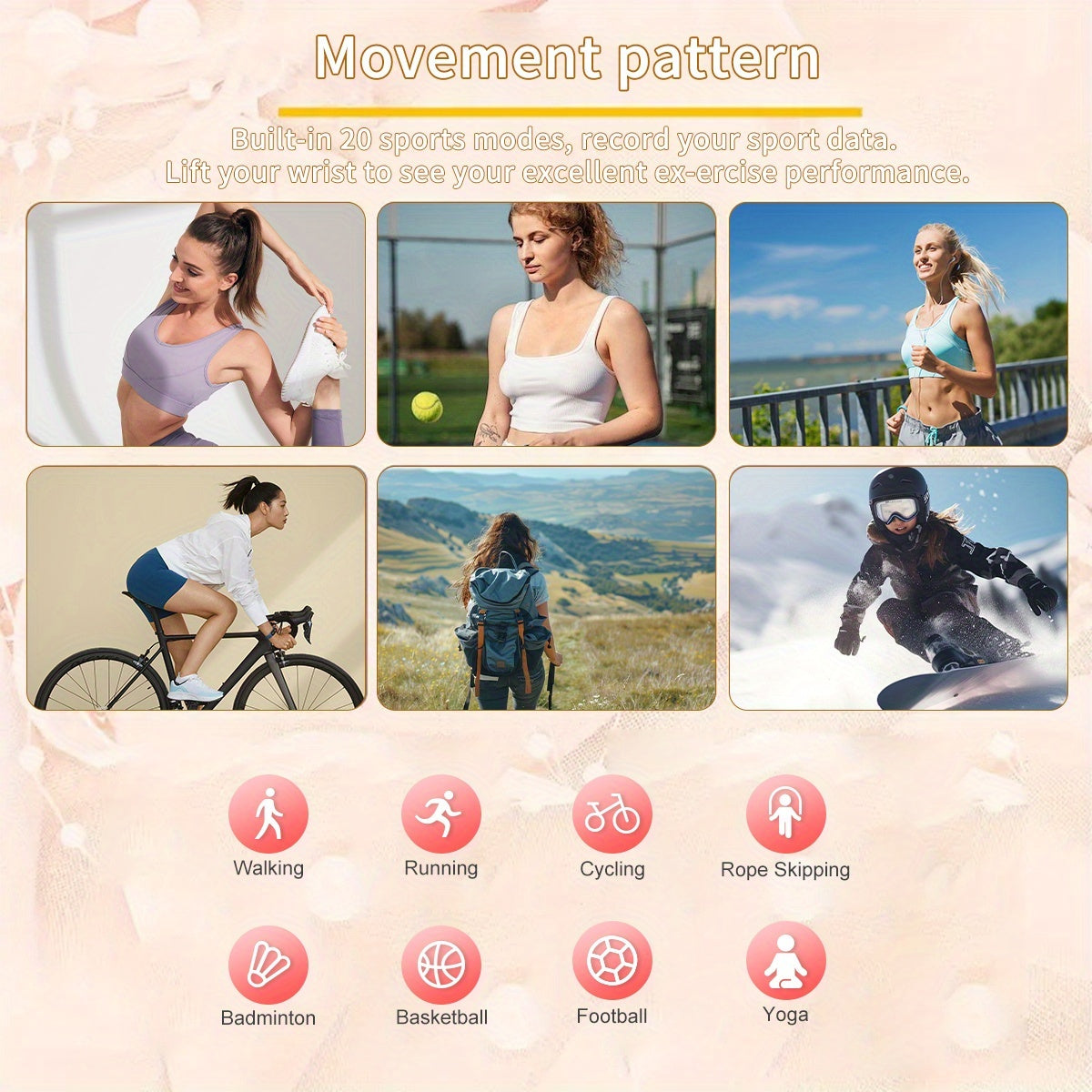 Smartwatch, Golden für Damen 1 und iPhone Android – Detailansicht 10