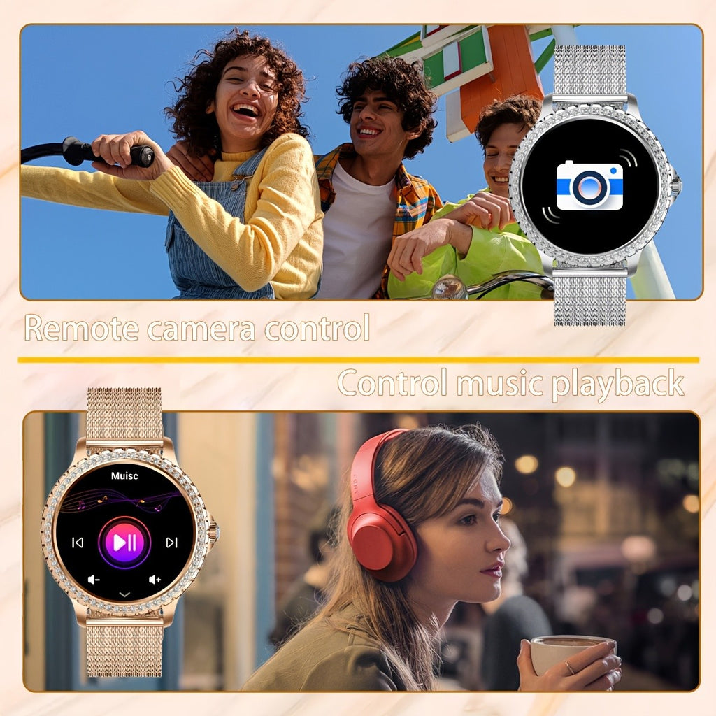Smartwatch, Golden für Damen 1 und iPhone Android – Detailansicht 13