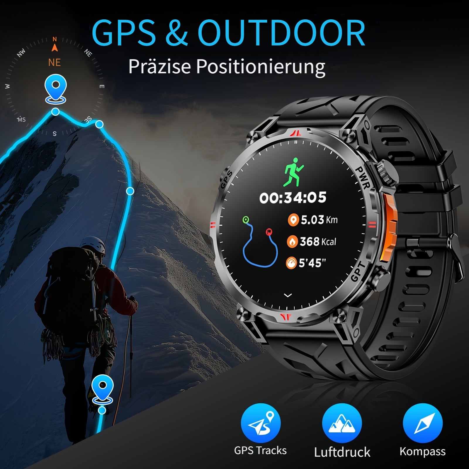 Smartwatch, LED-Beleuchtung für Alltag und besondere Anlässe – Detailansicht 6