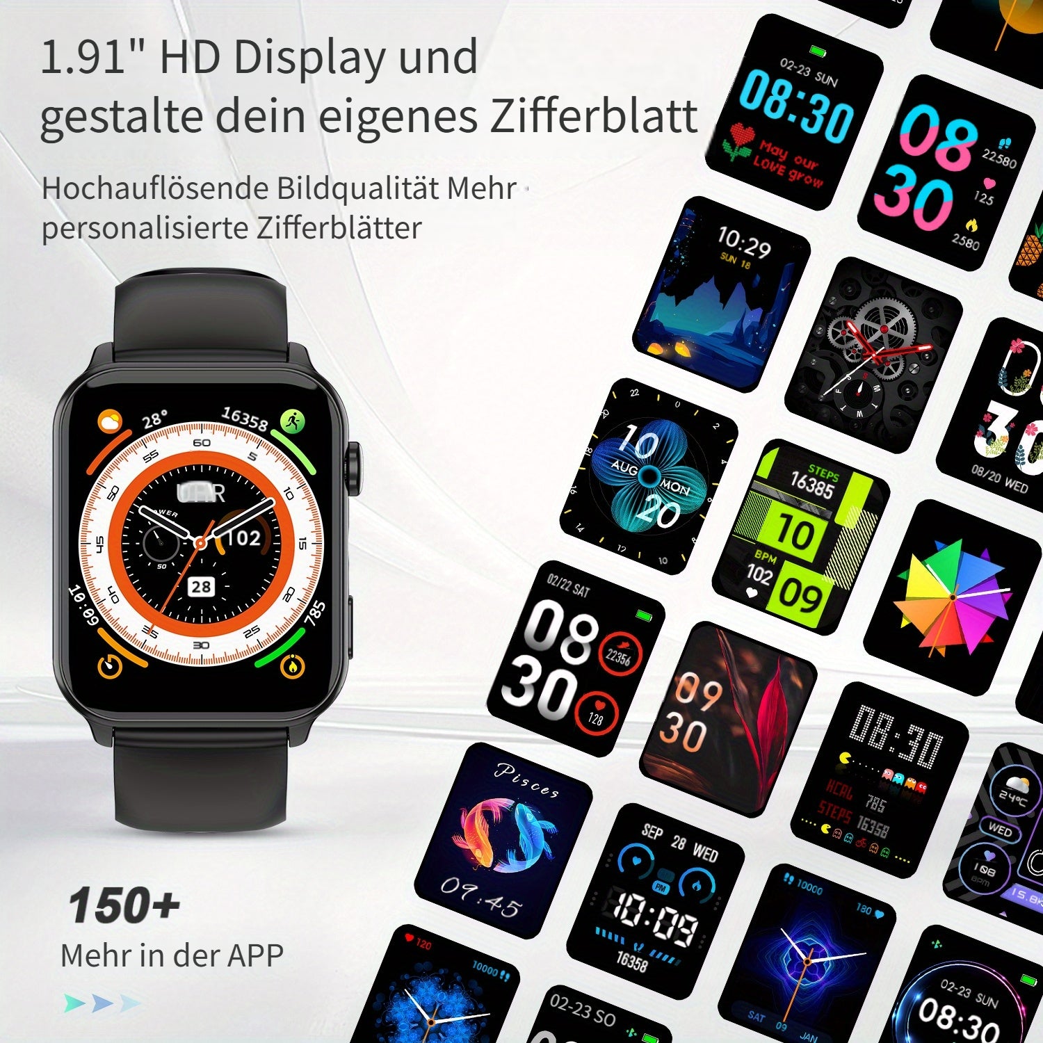 Smartwatch, LED-Beleuchtung für Damen Herren und Alltag – Detailansicht 2