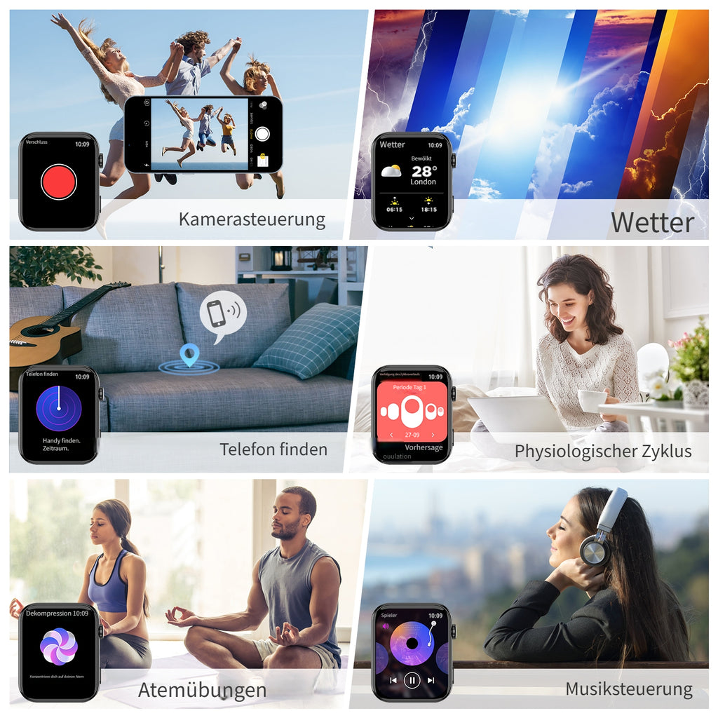 Smartwatch, LED-Beleuchtung für Damen Herren und Alltag – Detailansicht 3