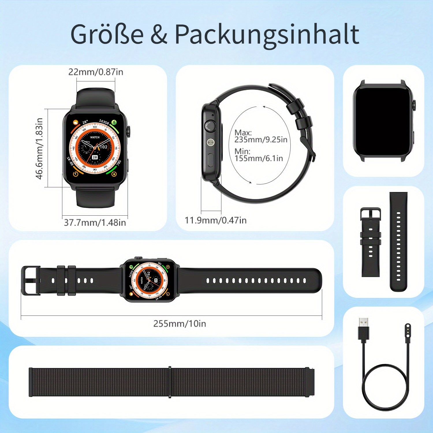 Smartwatch, LED-Beleuchtung für Damen Herren und Alltag – Detailansicht 5