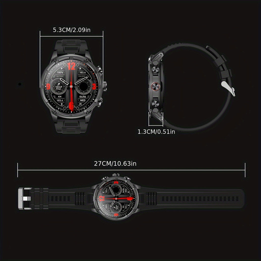 Smartwatch, LED-Beleuchtung für iPhone Android und Männer mit drahtlosem Telefonieren – Hauptansicht
