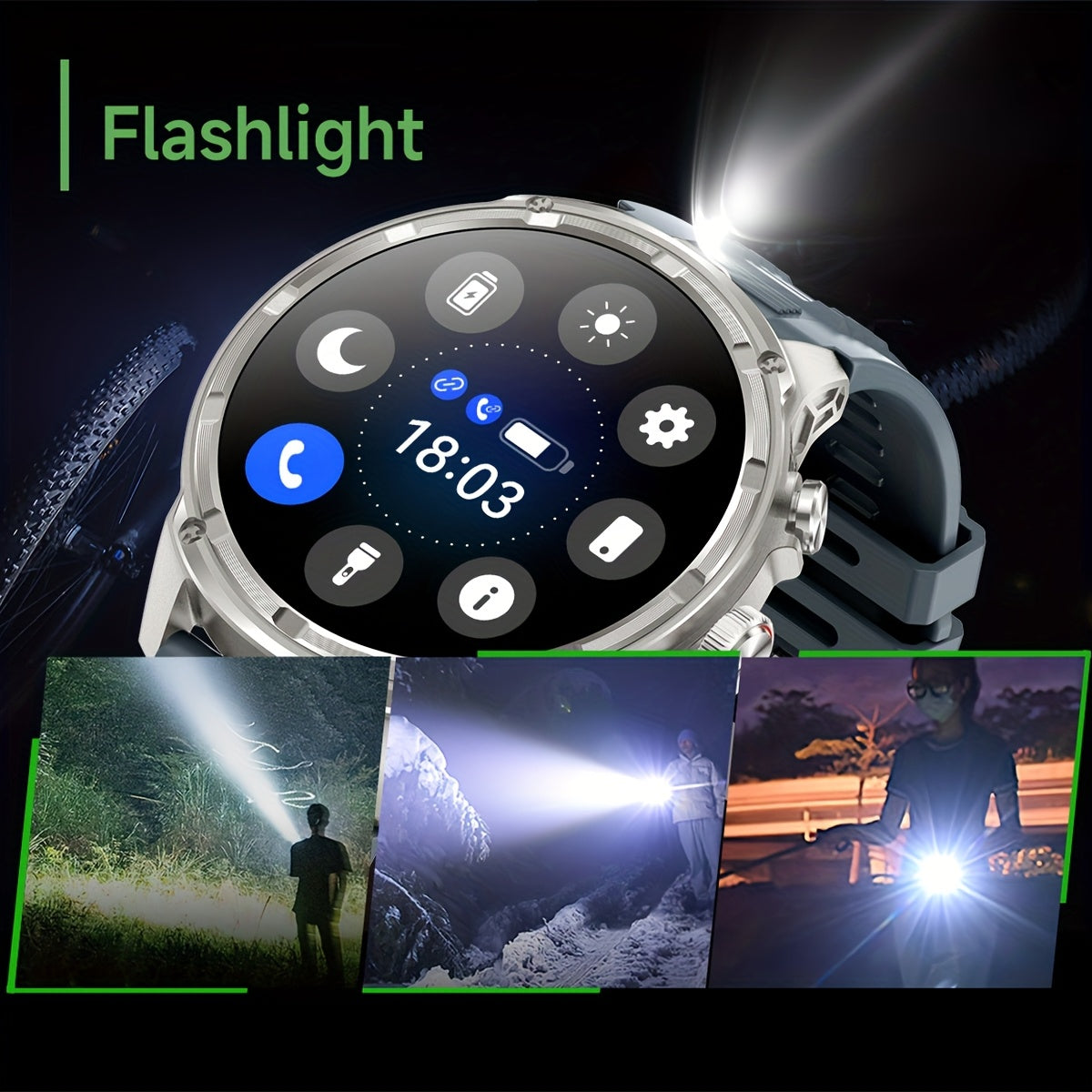 Smartwatch, LED-Beleuchtung für iPhone Android und Männer mit drahtlosem Telefonieren – Detailansicht 5