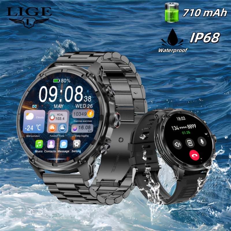 Smartwatch, LED-Beleuchtung für iPhone Android und Männer mit drahtlosem Telefonieren – Detailansicht 7