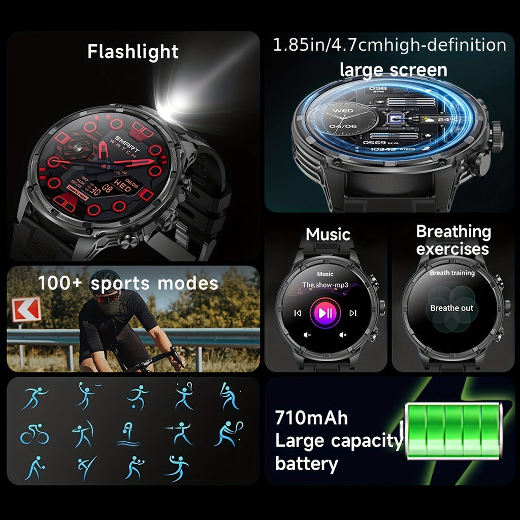 Smartwatch, LED-Beleuchtung für iPhone Android und Männer mit drahtlosem Telefonieren – Detailansicht 8