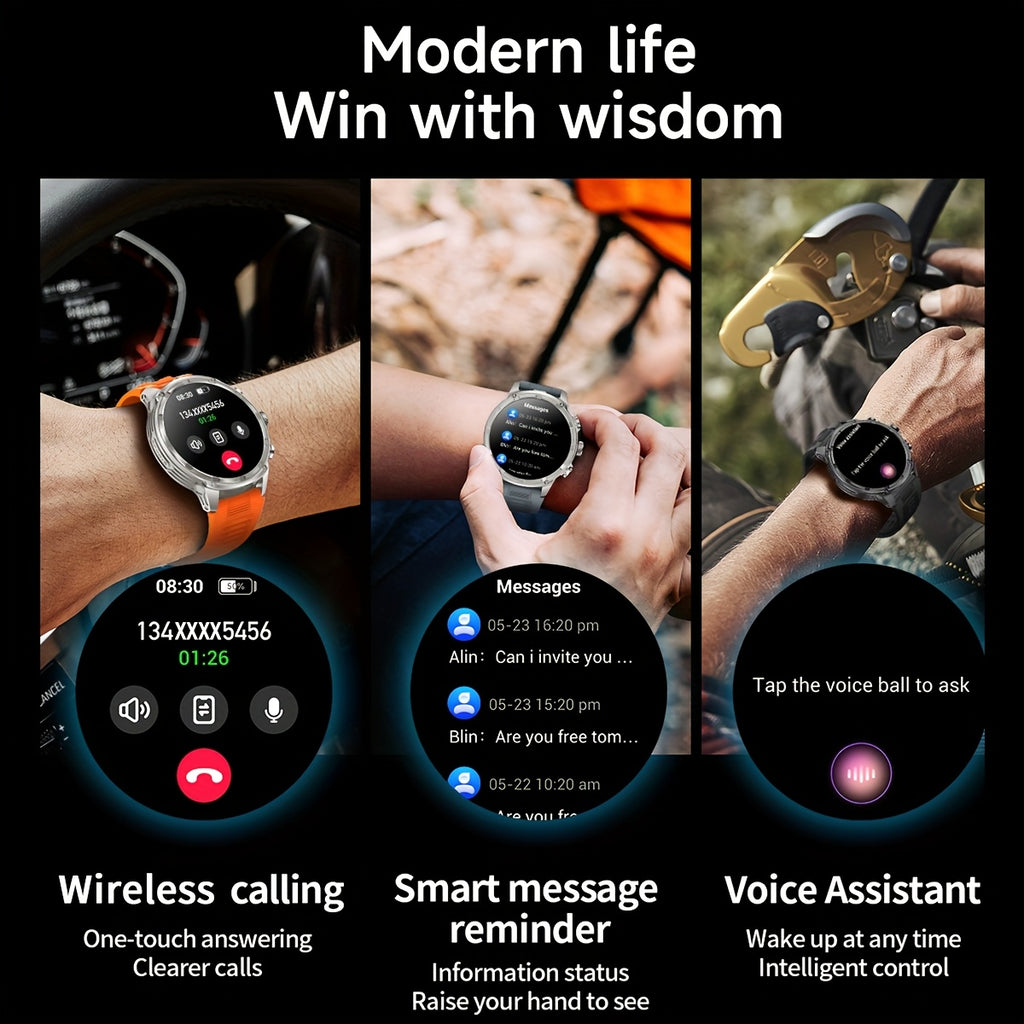 Smartwatch, LED-Beleuchtung für iPhone Android und Männer mit drahtlosem Telefonieren – Detailansicht 9