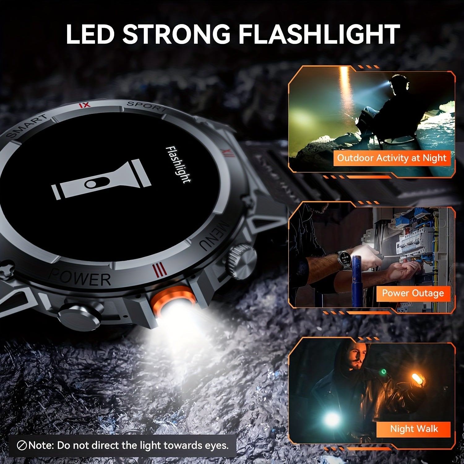 Smartwatch, LED-Beleuchtung für Outdoor-Liebhaber und Alltag – Detailansicht 2