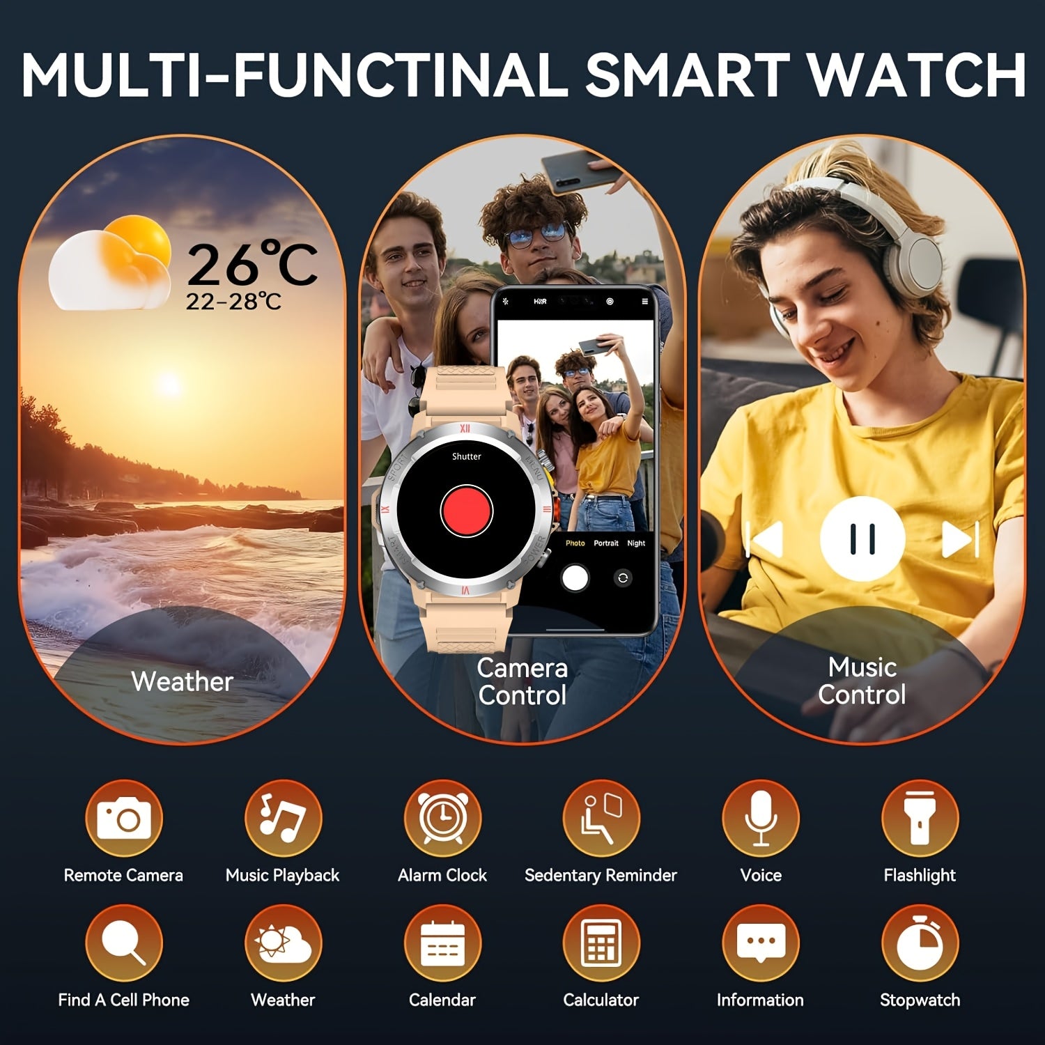 Smartwatch, LED-Beleuchtung für Outdoor-Liebhaber und Alltag – Detailansicht 10