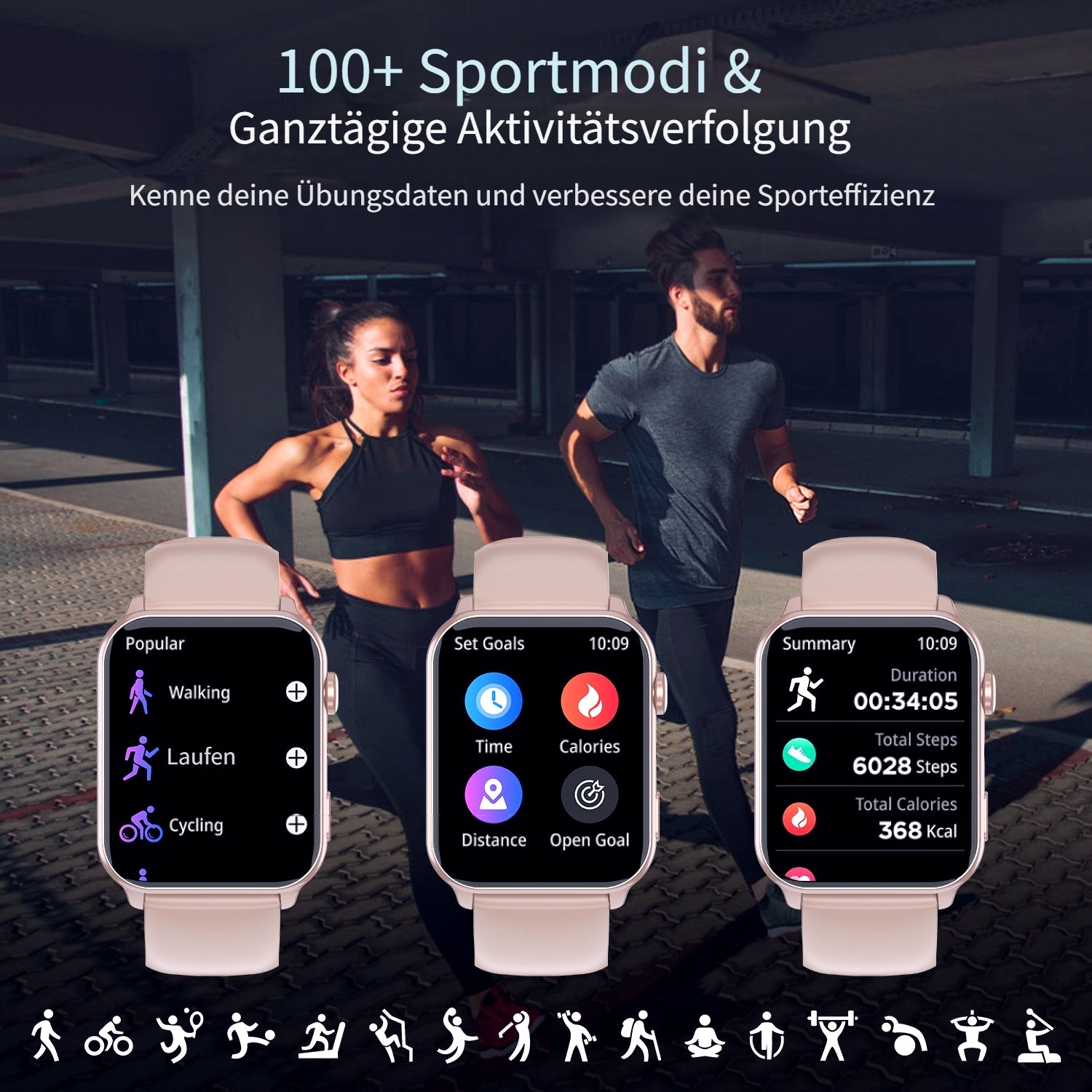Smartwatch, Pink-MAX für Outdoor – Detailansicht 6
