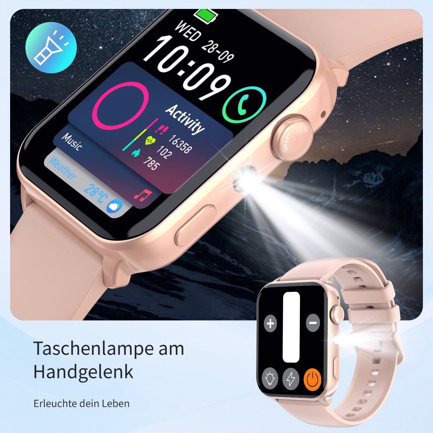Smartwatch, Pink-MAX für Outdoor – Detailansicht 12
