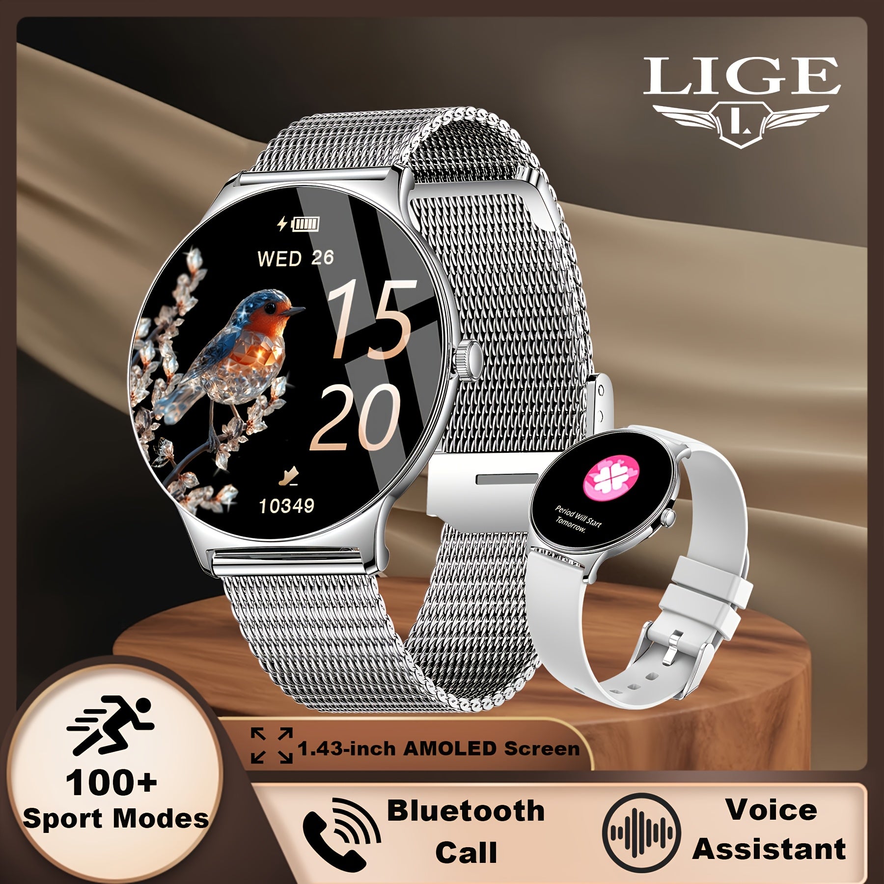 Smartwatch, Roségolden für Damen mit 1 und Alltag – Detailansicht 6
