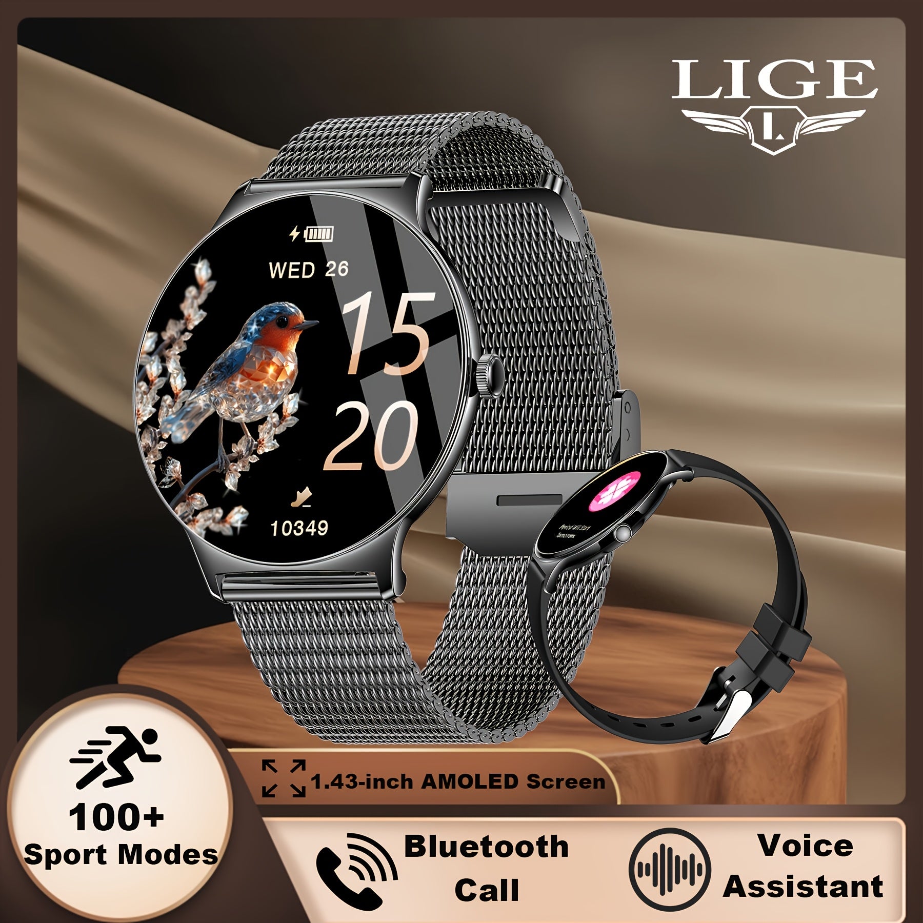 Smartwatch, Roségolden für Damen mit 1 und Alltag – Detailansicht 8