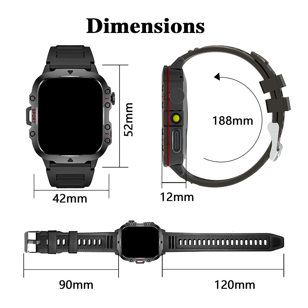 Smartwatch, Schwarz Drei Stahl für Männer Frauen und Alltag – Detailansicht 2