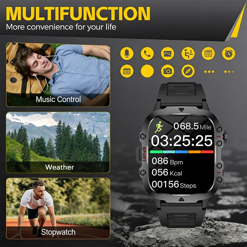Smartwatch, Schwarz Drei Stahl für Männer Frauen und Alltag – Detailansicht 5