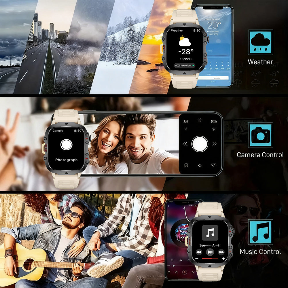 Smartwatch, Schwarz Drei Stahl für Männer Frauen und Alltag – Detailansicht 9