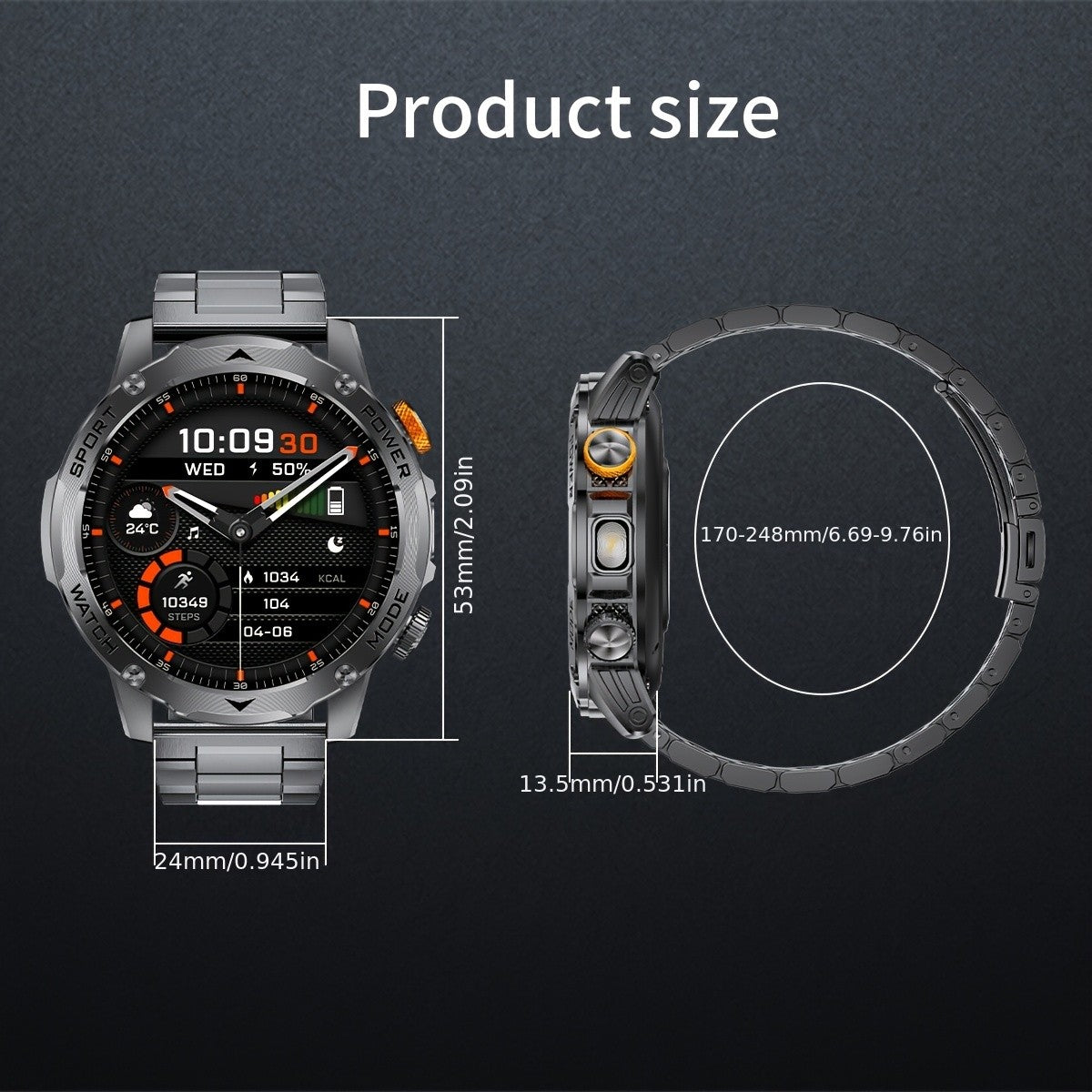 Smartwatch, Schwarz für Alltag und iPhone Android Schrittzähler Smartwatch 2 – Detailansicht 16