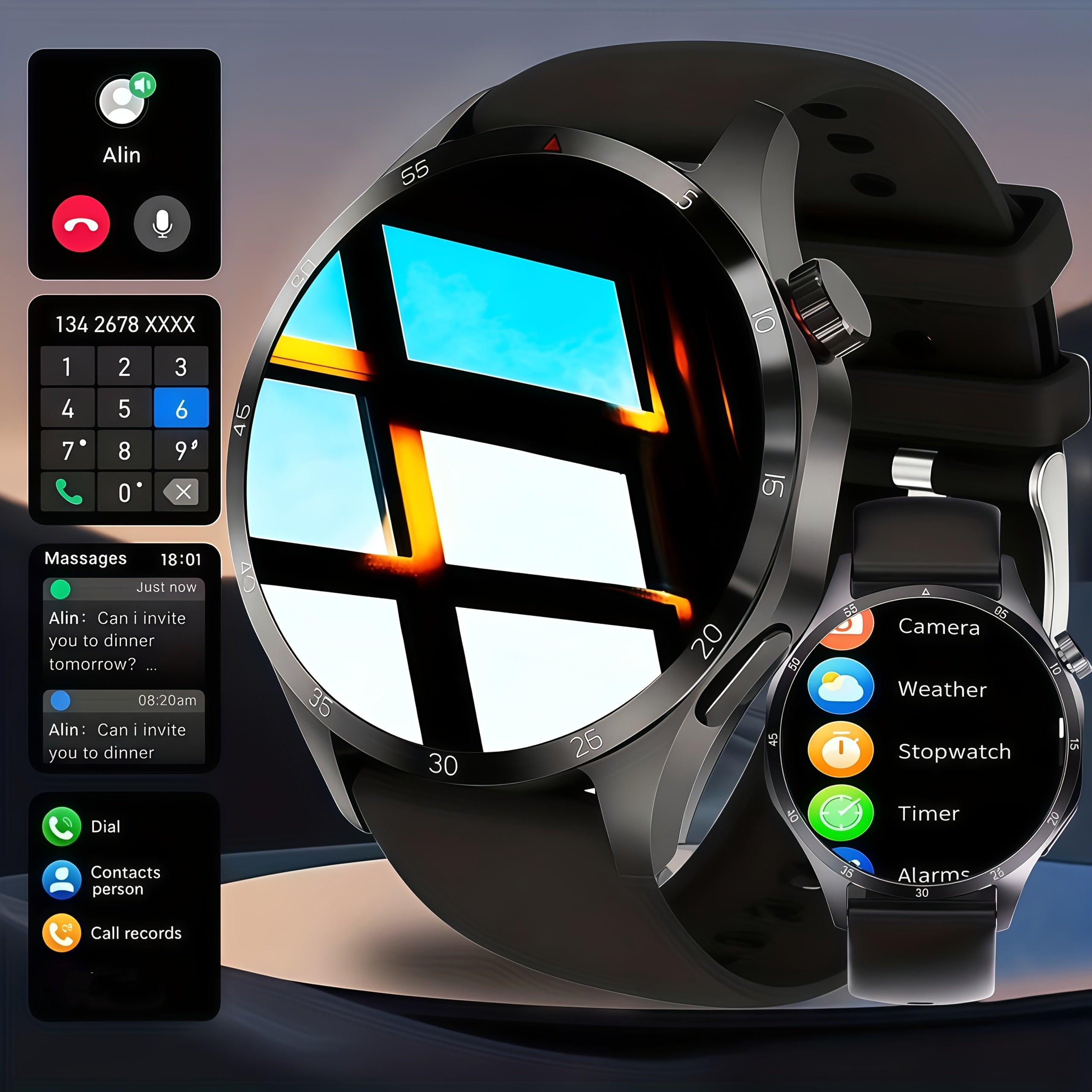 Smartwatch, Schwarz für Schlafzimmer und Bett – Hauptansicht