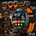Smartwatch, Schwarzes und oranges Silikonarmband für Herren und iPhone – Detailansicht 8