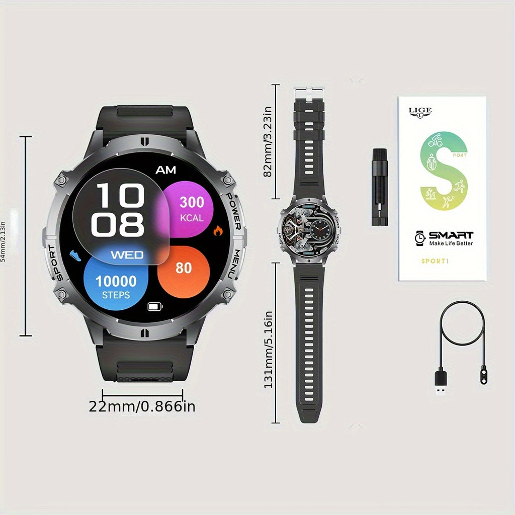 Smartwatch, Schwarzes und oranges Silikonarmband für Herren und iPhone – Detailansicht 10