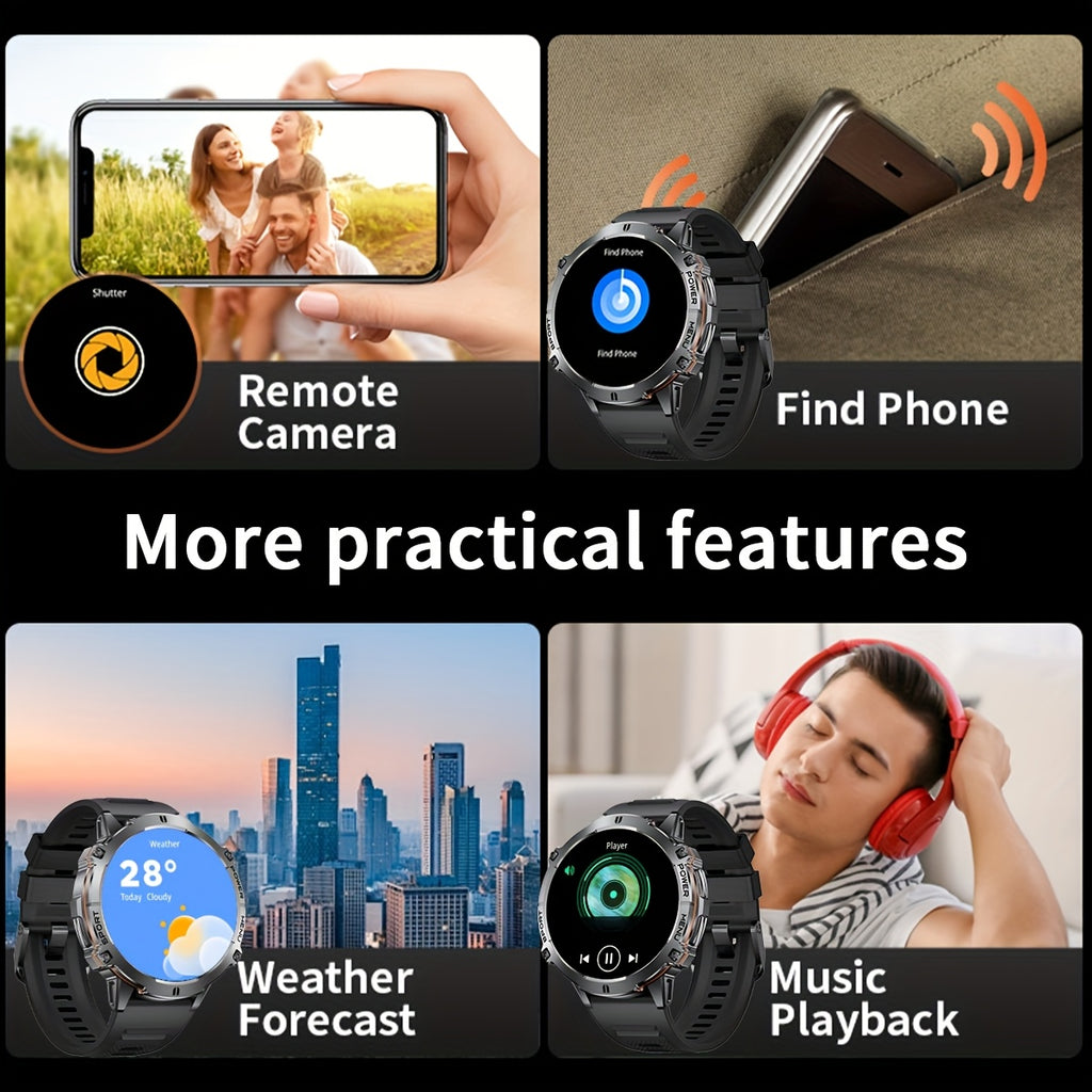Smartwatch, Schwarzes und oranges Silikonarmband für Herren und iPhone – Detailansicht 13