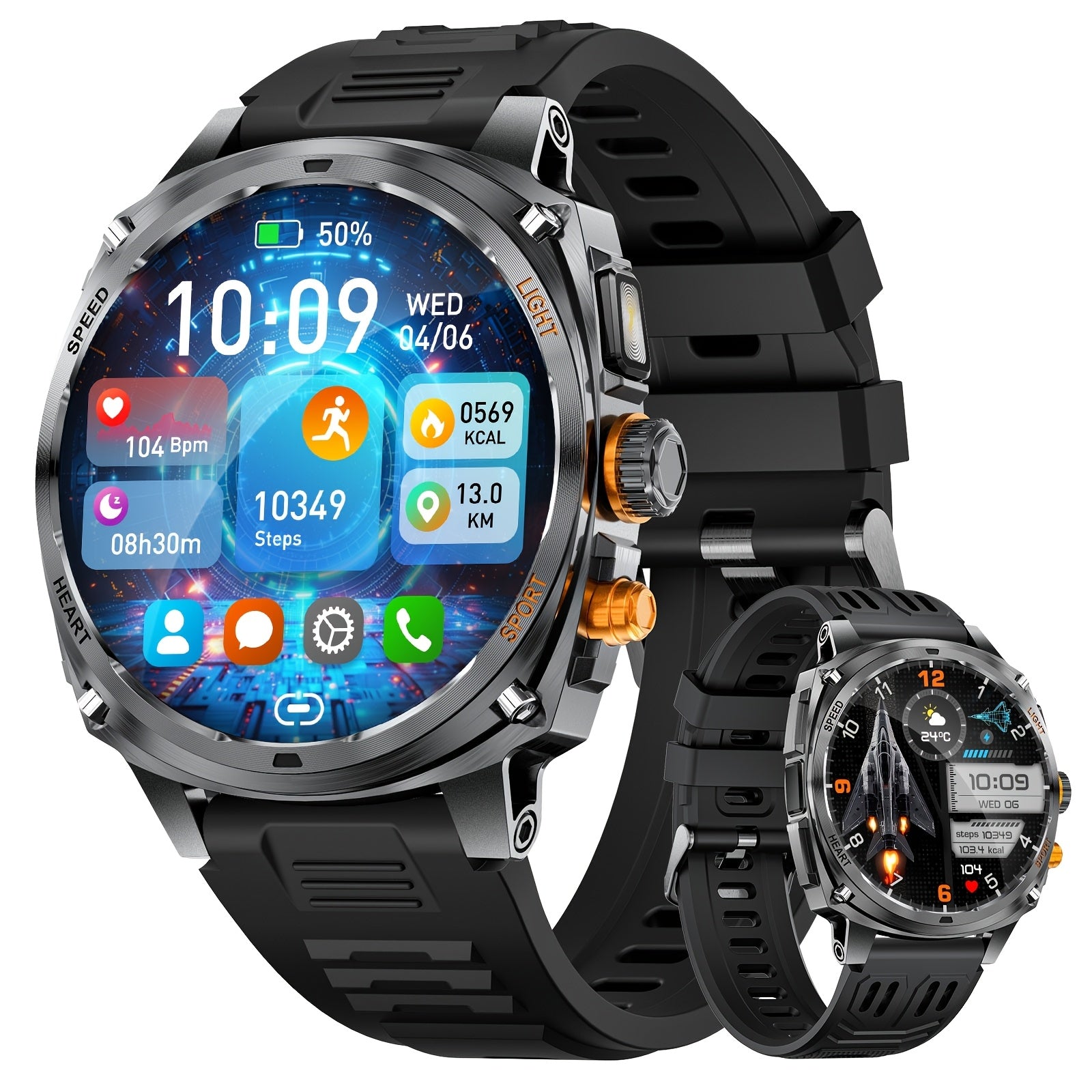 Smartwatch, wasserdicht für iPhone Android mit Bluetooth-Anrufen und Alltag – Hauptansicht