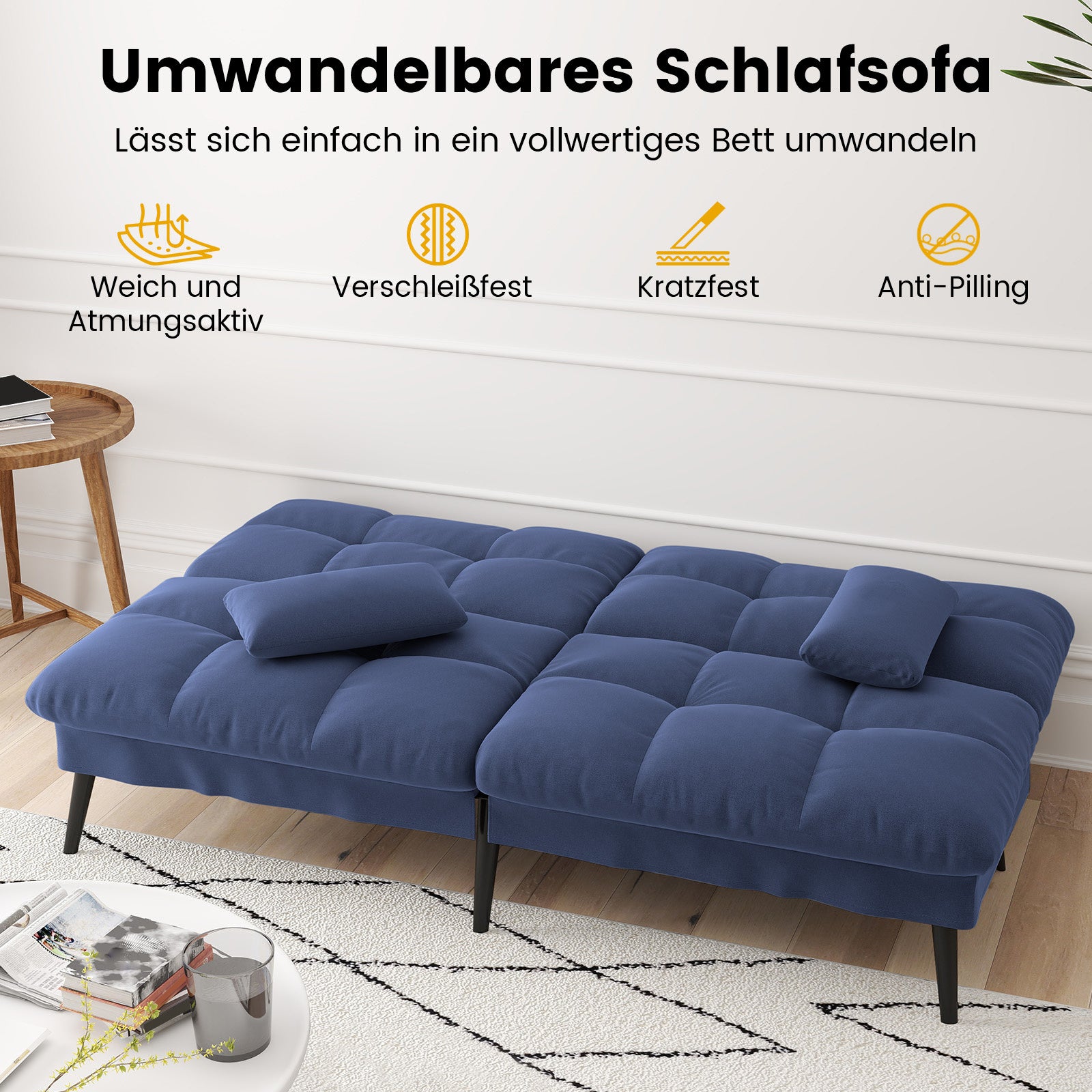 Sofa Schlafsofa, BLAU für Schlafzimmer und Bett – Detailansicht 5