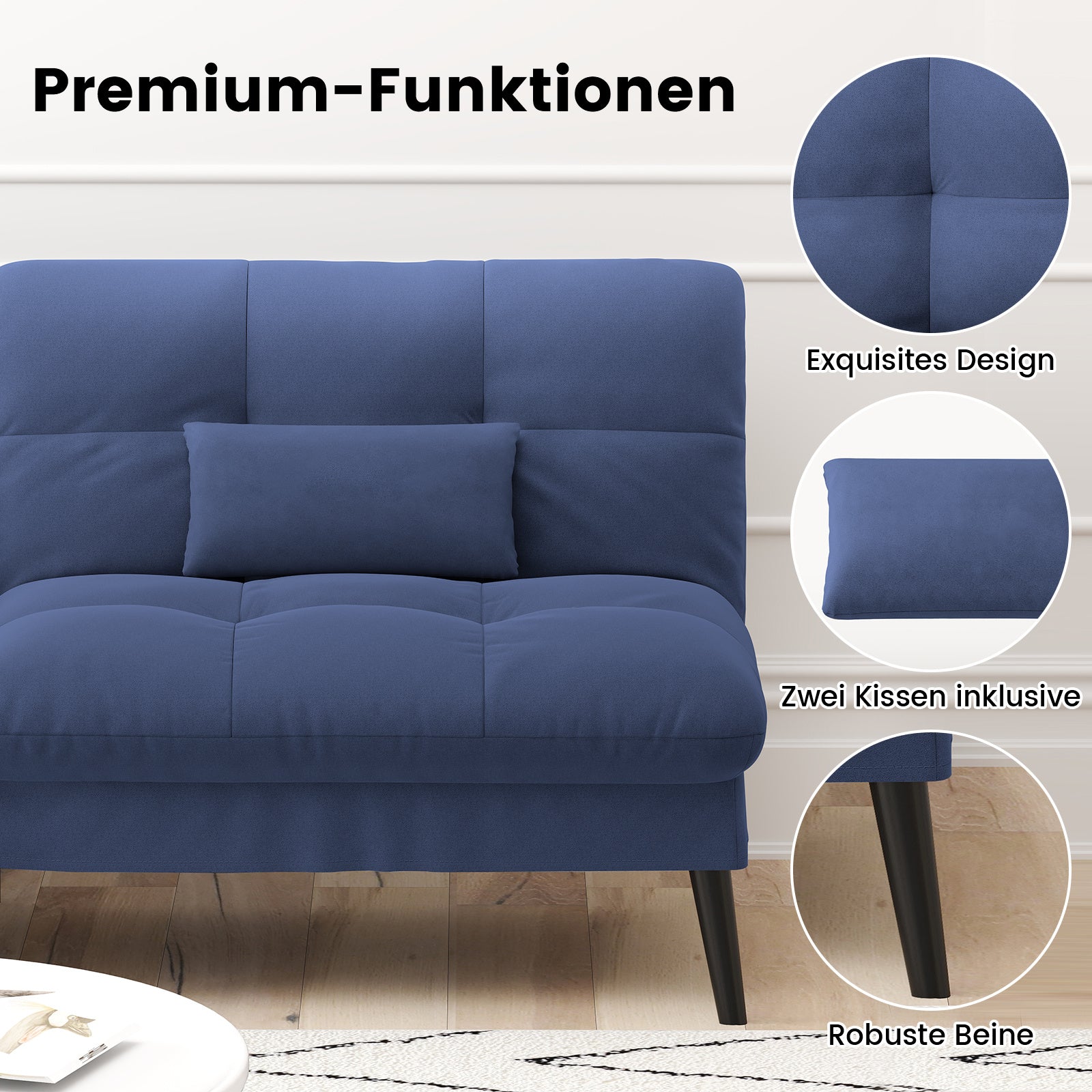 Sofa Schlafsofa, BLAU für Schlafzimmer und Bett – Detailansicht 8