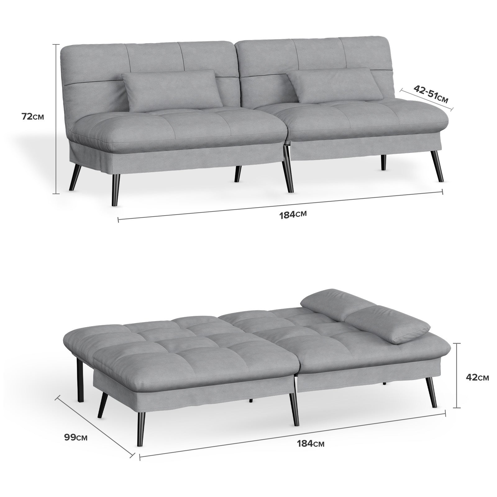 Sofa Schlafsofa, BLAU für Schlafzimmer und Bett – Detailansicht 22