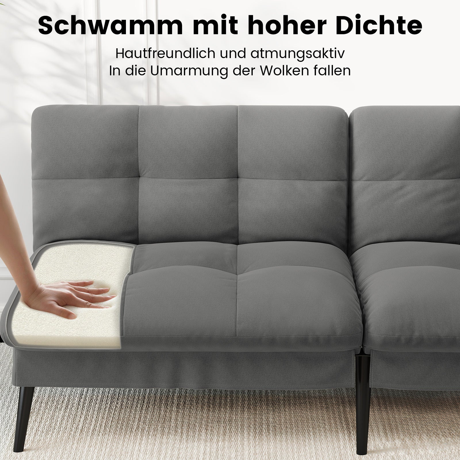 Sofa Schlafsofa, BLAU für Schlafzimmer und Bett – Detailansicht 27