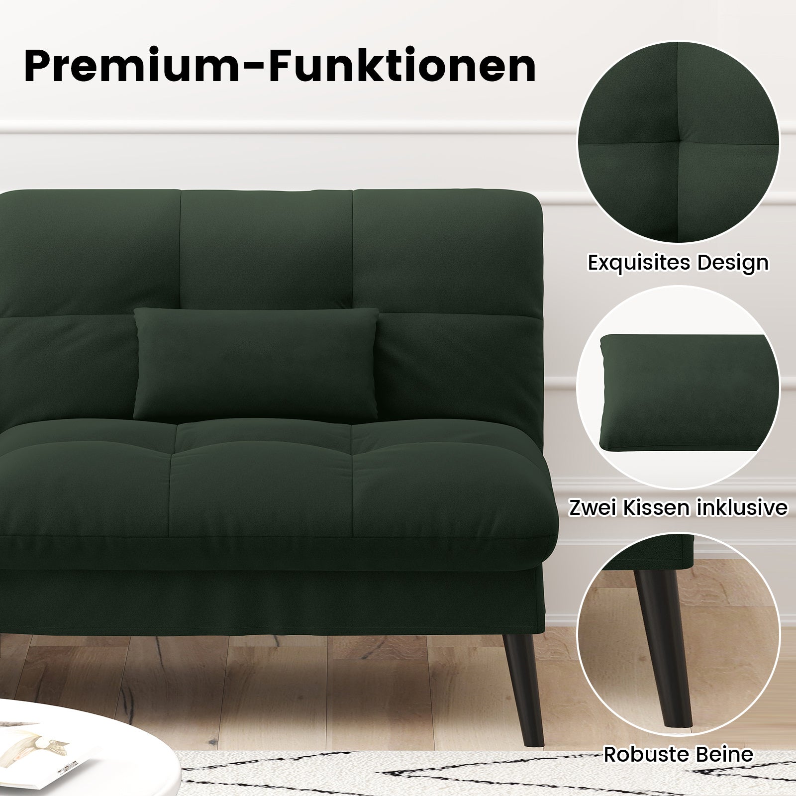 Sofa Schlafsofa, BLAU für Schlafzimmer und Bett – Detailansicht 35