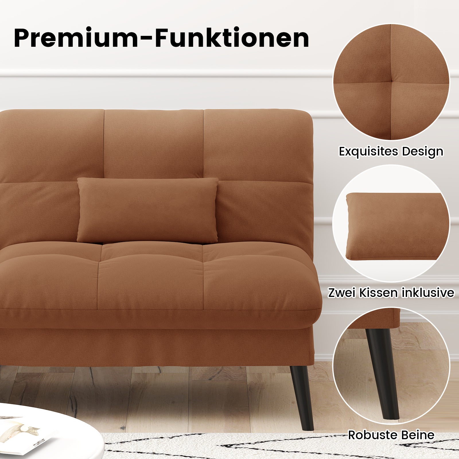 Sofa Schlafsofa, BLAU für Schlafzimmer und Bett – Detailansicht 43