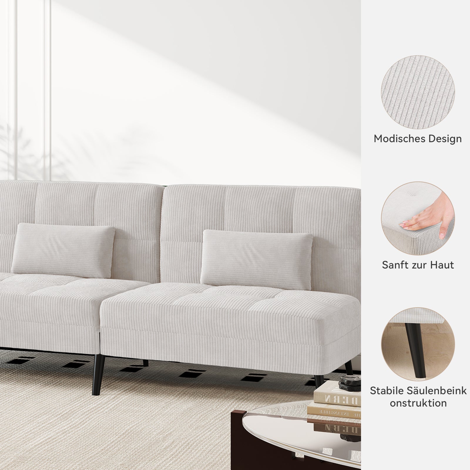 Sofa Schlafsofa, BLAU für Schlafzimmer und Bett – Detailansicht 48