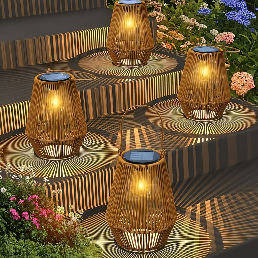 Solar-Bambuslichter, 4 Stück für Garten und Terrasse – Detailansicht 5