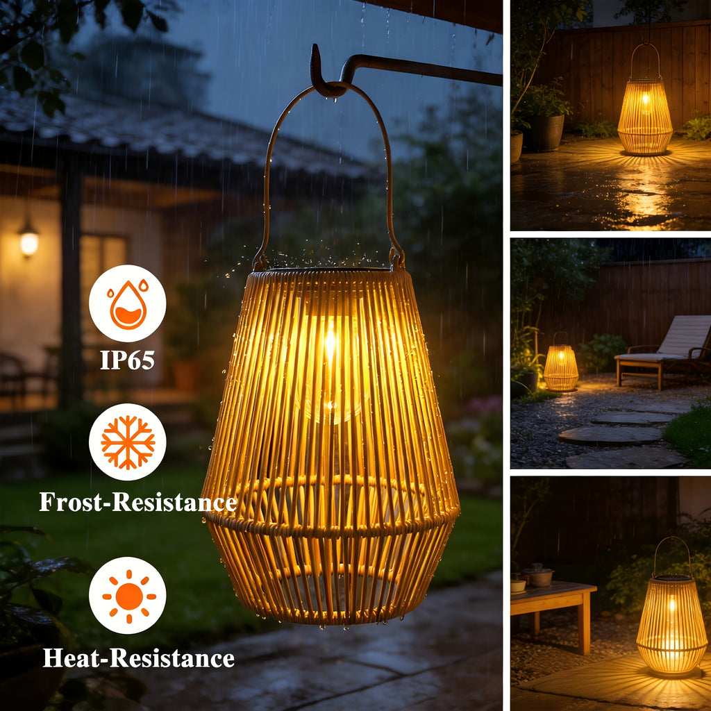 Solar-Bambuslichter, 4 Stück für Garten und Terrasse – Detailansicht 6