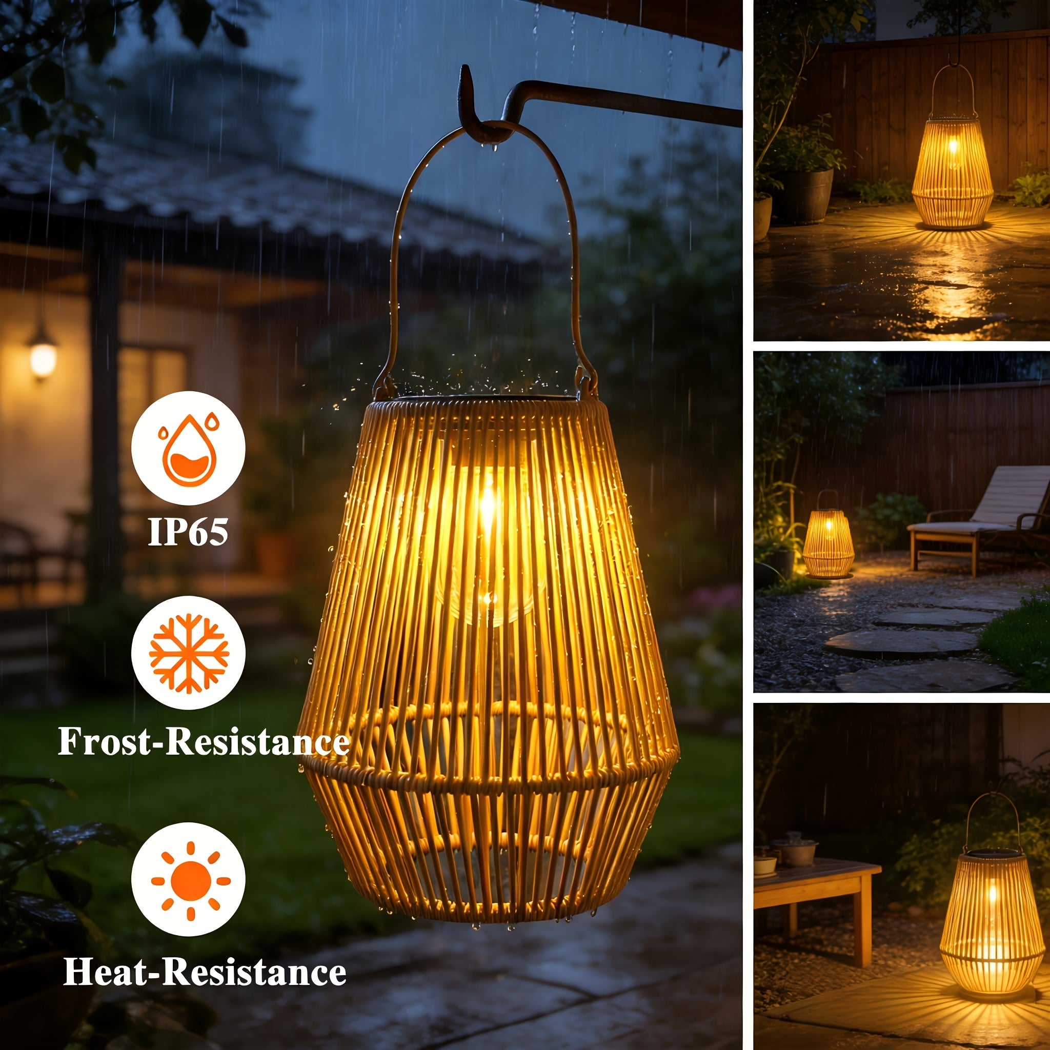 Solar-Bambuslichter, 4 Stück für Garten und Terrasse – Detailansicht 6